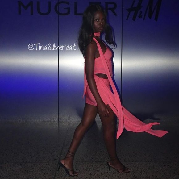 Mugler H&M Collector's Edition Knot-detail One-shoulder Dress Pink NWT - Picture 10 of 17